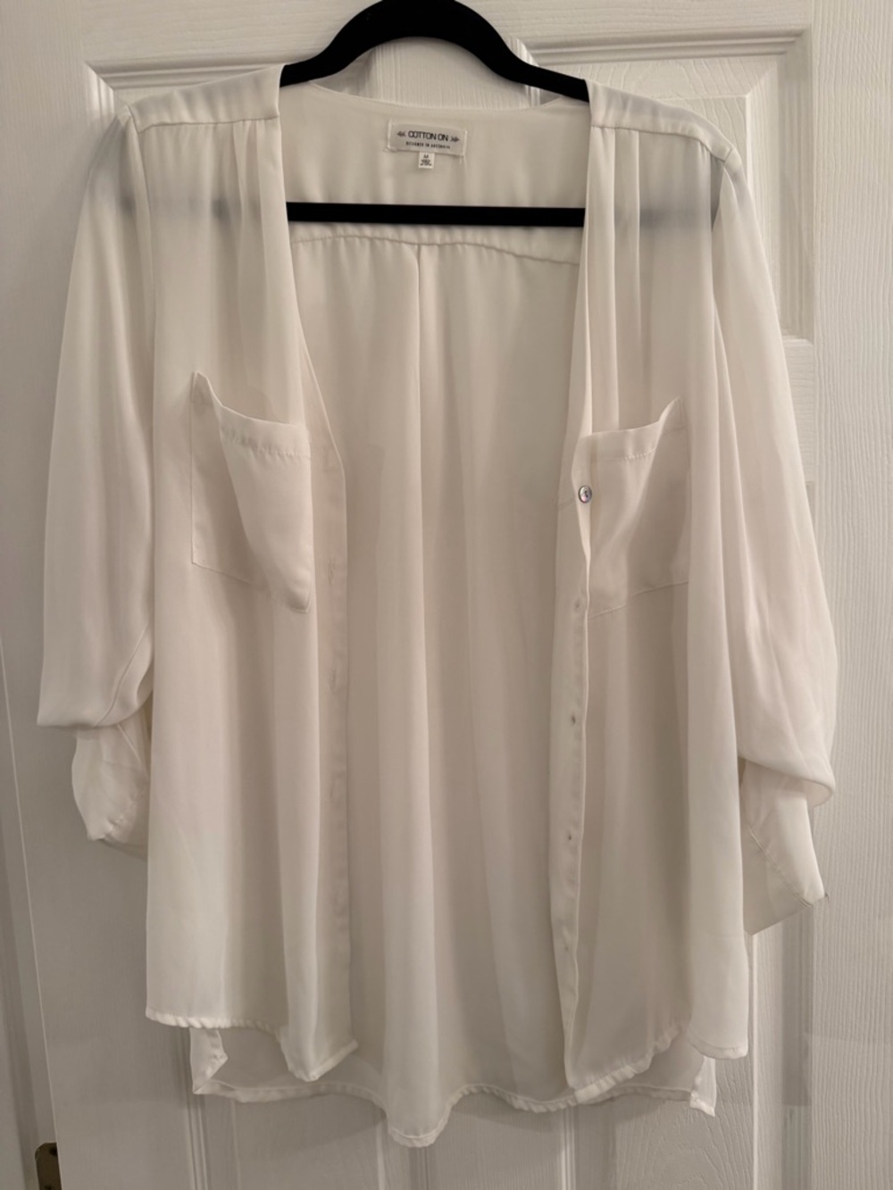 Cotton On White Sheer Open-Front Blouse